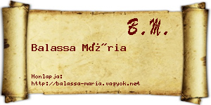 Balassa Mária névjegykártya