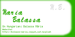 maria balassa business card